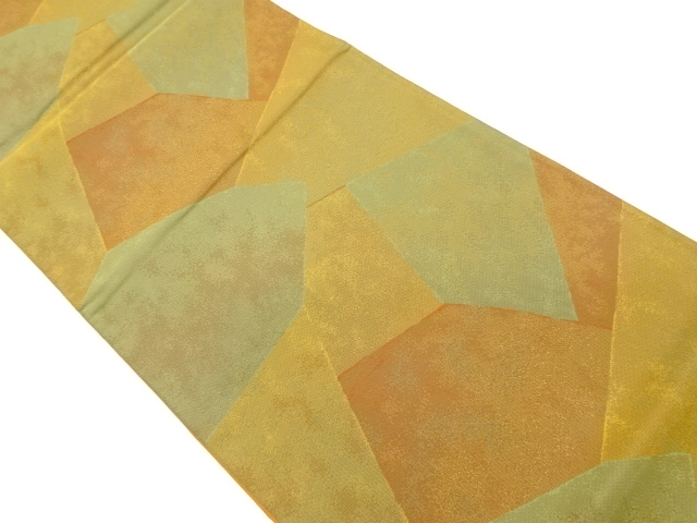 切り嵌め風抽象模様織出し全通袋帯